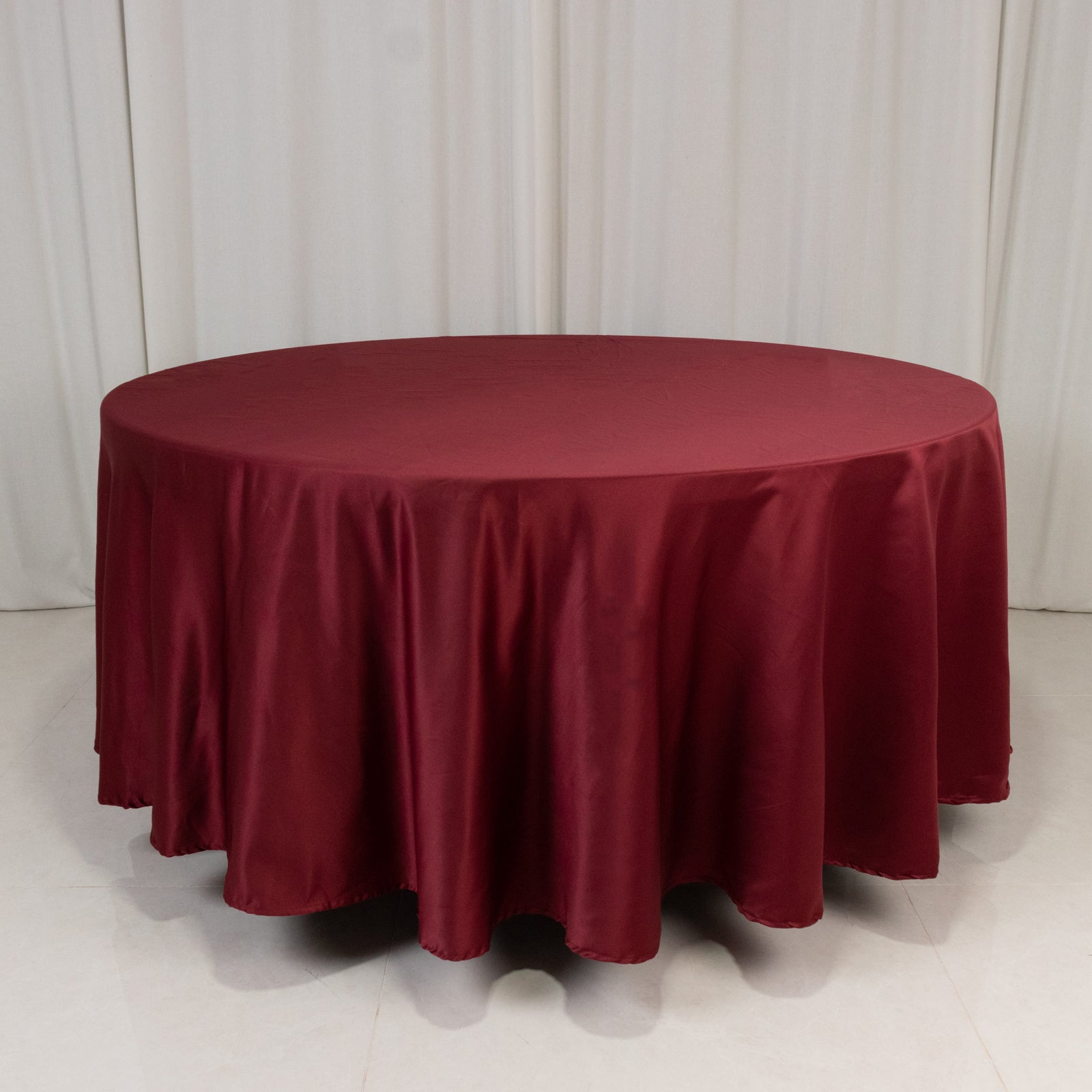 Lamour Satin 108" Round Tablecloth Burgundy - Durable & Silk - Like Table Cover - Bell Racket Store