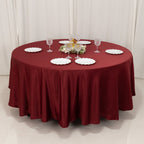 Lamour Satin 108" Round Tablecloth Burgundy - Durable & Silk - Like Table Cover - Bell Racket Store