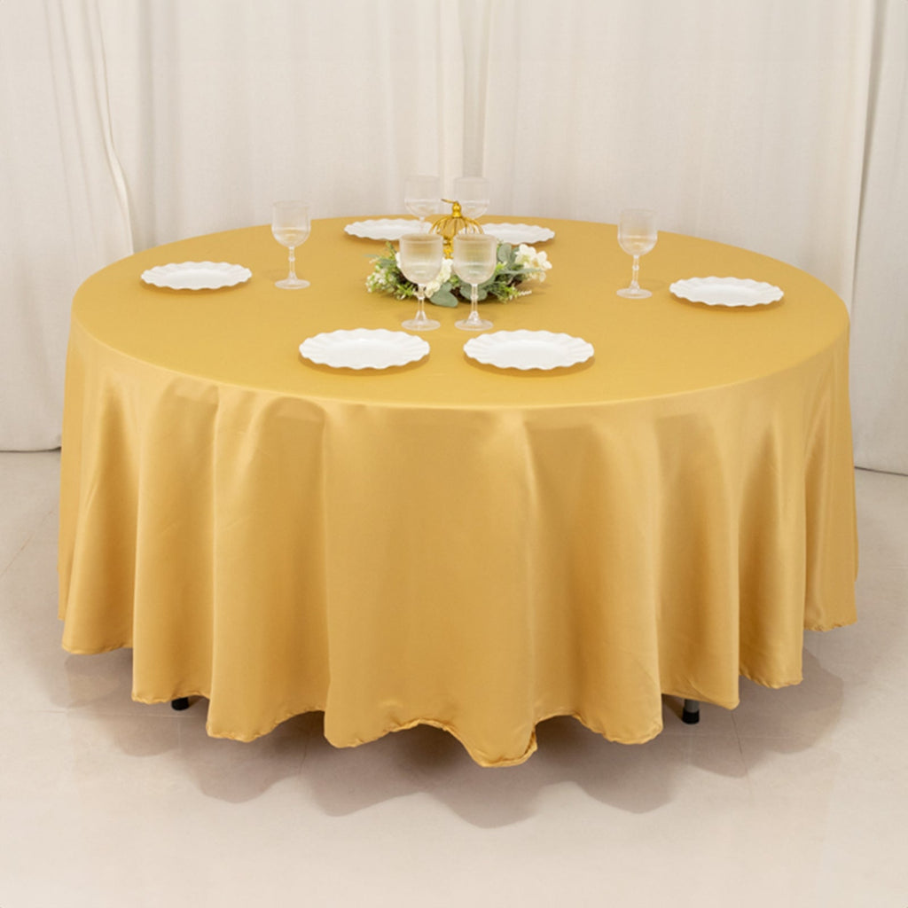 Lamour Satin 108" Round Tablecloth Champagne - Durable & Silk - Like Table Cover - Bell Racket Store