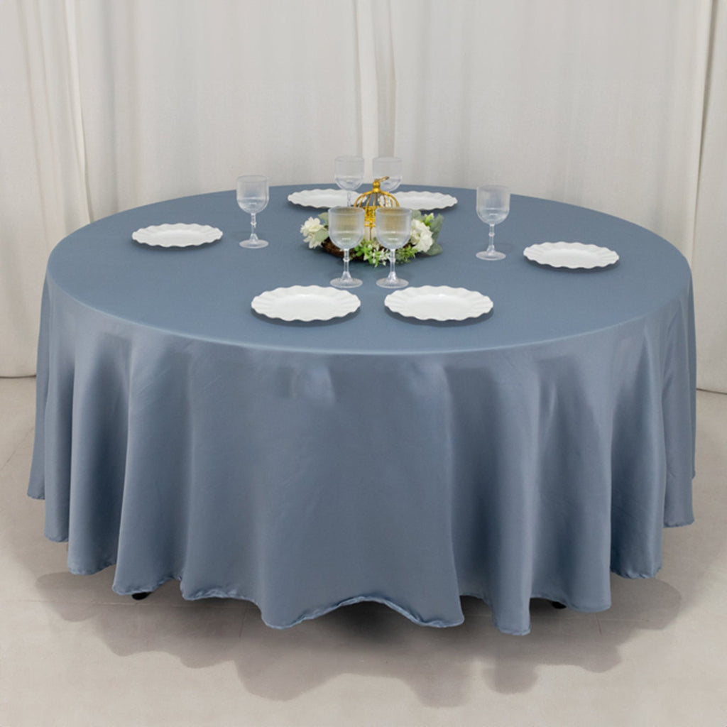Lamour Satin 108" Round Tablecloth Dusty Blue - Durable & Silk - Like Table Cover - Bell Racket Store