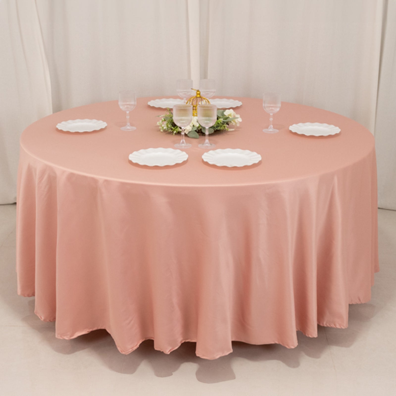 Lamour Satin 108" Round Tablecloth Dusty Rose - Durable & Silk - Like Table Cover - Bell Racket Store