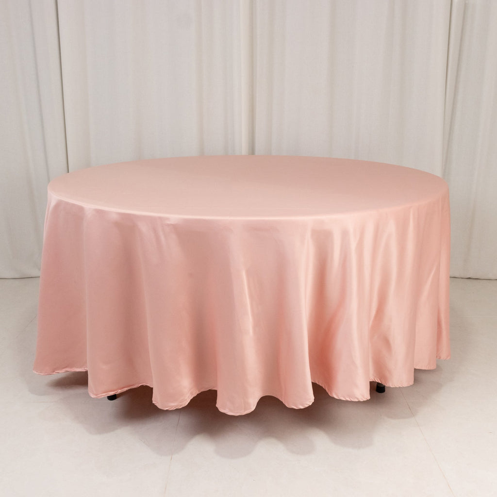Lamour Satin 108" Round Tablecloth Dusty Rose - Durable & Silk - Like Table Cover - Bell Racket Store