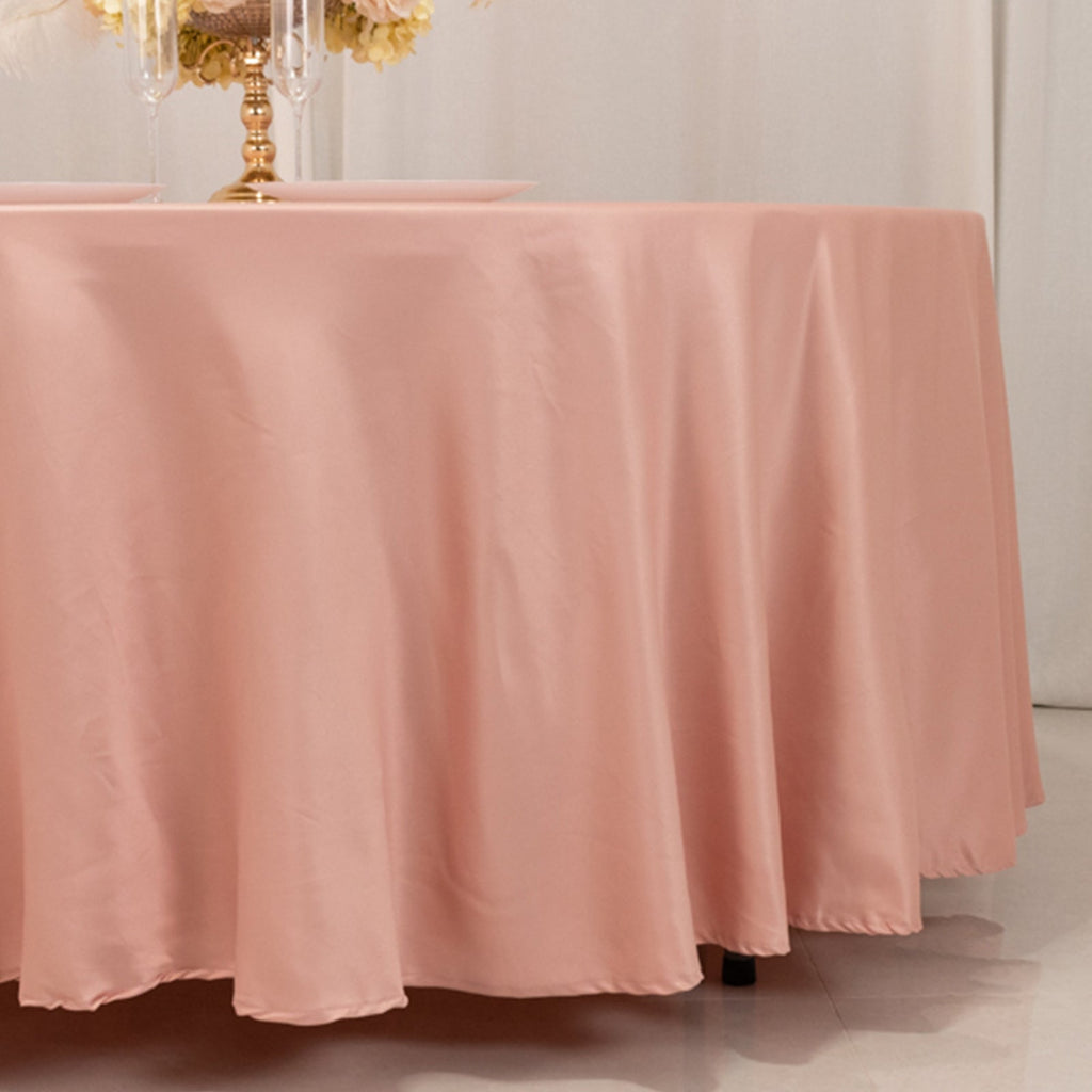Lamour Satin 108" Round Tablecloth Dusty Rose - Durable & Silk - Like Table Cover - Bell Racket Store