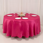Lamour Satin 108" Round Tablecloth Fuchsia - Durable & Silk - Like Table Cover - Bell Racket Store