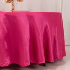 Lamour Satin 108" Round Tablecloth Fuchsia - Durable & Silk - Like Table Cover - Bell Racket Store