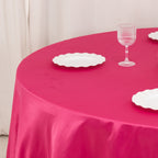 Lamour Satin 108" Round Tablecloth Fuchsia - Durable & Silk - Like Table Cover - Bell Racket Store