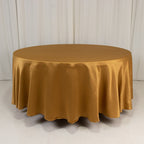Lamour Satin 108" Round Tablecloth Gold - Durable & Silk - Like Table Cover for Classy Weddings & Events - Bell Racket Store
