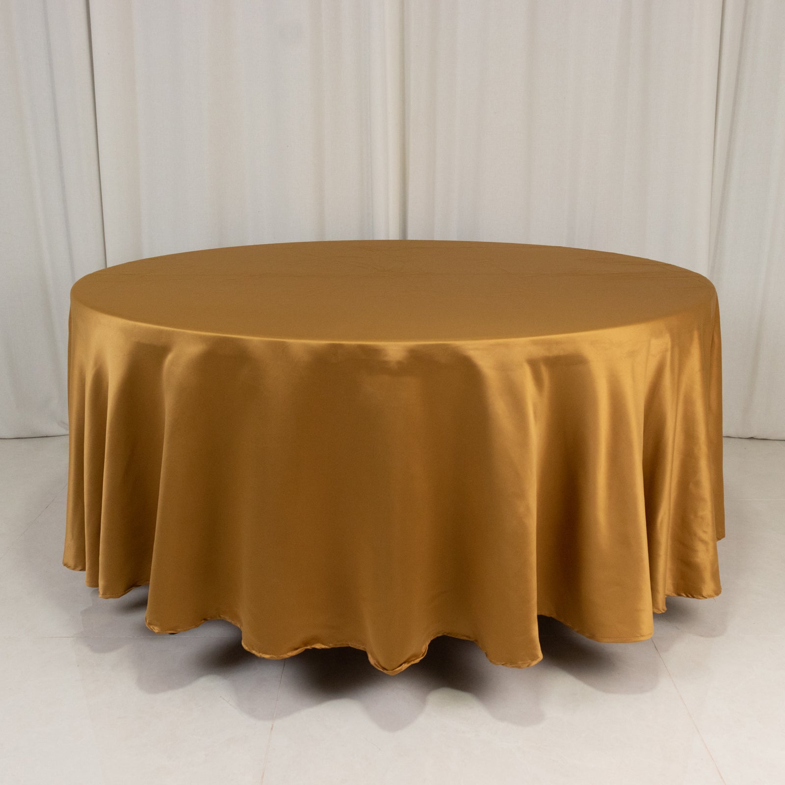 Lamour Satin 108" Round Tablecloth Gold - Durable & Silk - Like Table Cover for Classy Weddings & Events - Bell Racket Store