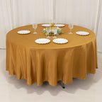Lamour Satin 108" Round Tablecloth Gold - Durable & Silk - Like Table Cover for Classy Weddings & Events - Bell Racket Store