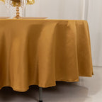 Lamour Satin 108" Round Tablecloth Gold - Durable & Silk - Like Table Cover for Classy Weddings & Events - Bell Racket Store