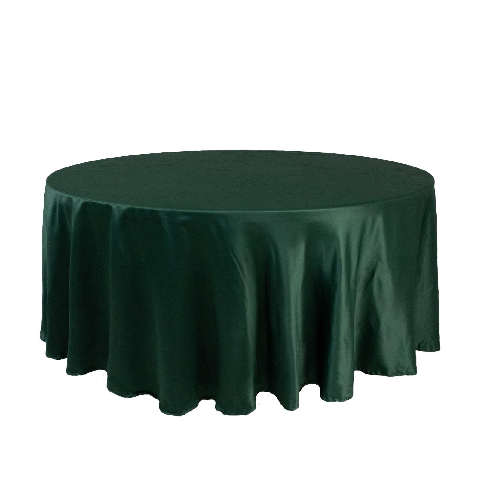 Lamour Satin 108" Round Tablecloth Hunter Emerald Green - Durable & Silk - Like Table Cover - Bell Racket Store