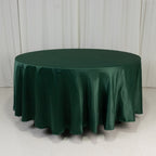 Lamour Satin 108" Round Tablecloth Hunter Emerald Green - Durable & Silk - Like Table Cover - Bell Racket Store