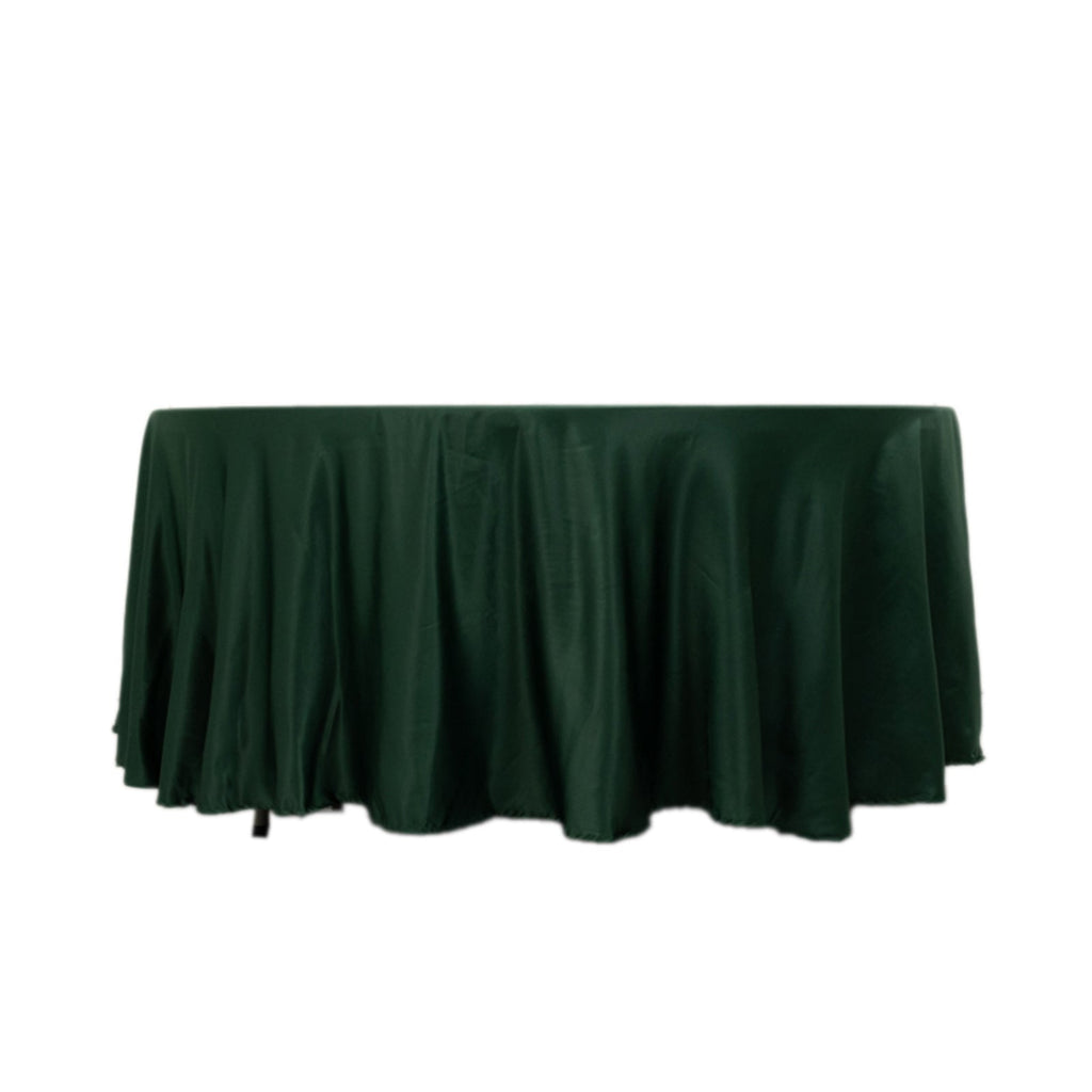 Lamour Satin 108" Round Tablecloth Hunter Emerald Green - Durable & Silk - Like Table Cover - Bell Racket Store