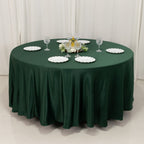 Lamour Satin 108" Round Tablecloth Hunter Emerald Green - Durable & Silk - Like Table Cover - Bell Racket Store