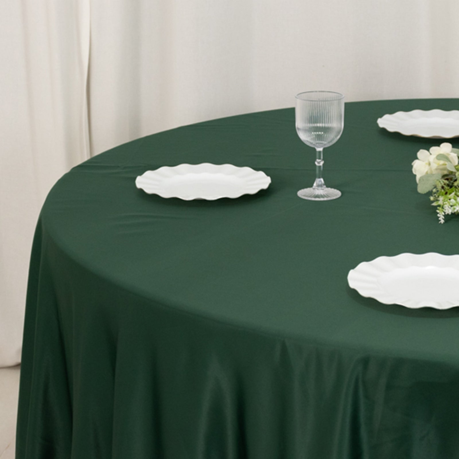 Lamour Satin 108" Round Tablecloth Hunter Emerald Green - Durable & Silk - Like Table Cover - Bell Racket Store