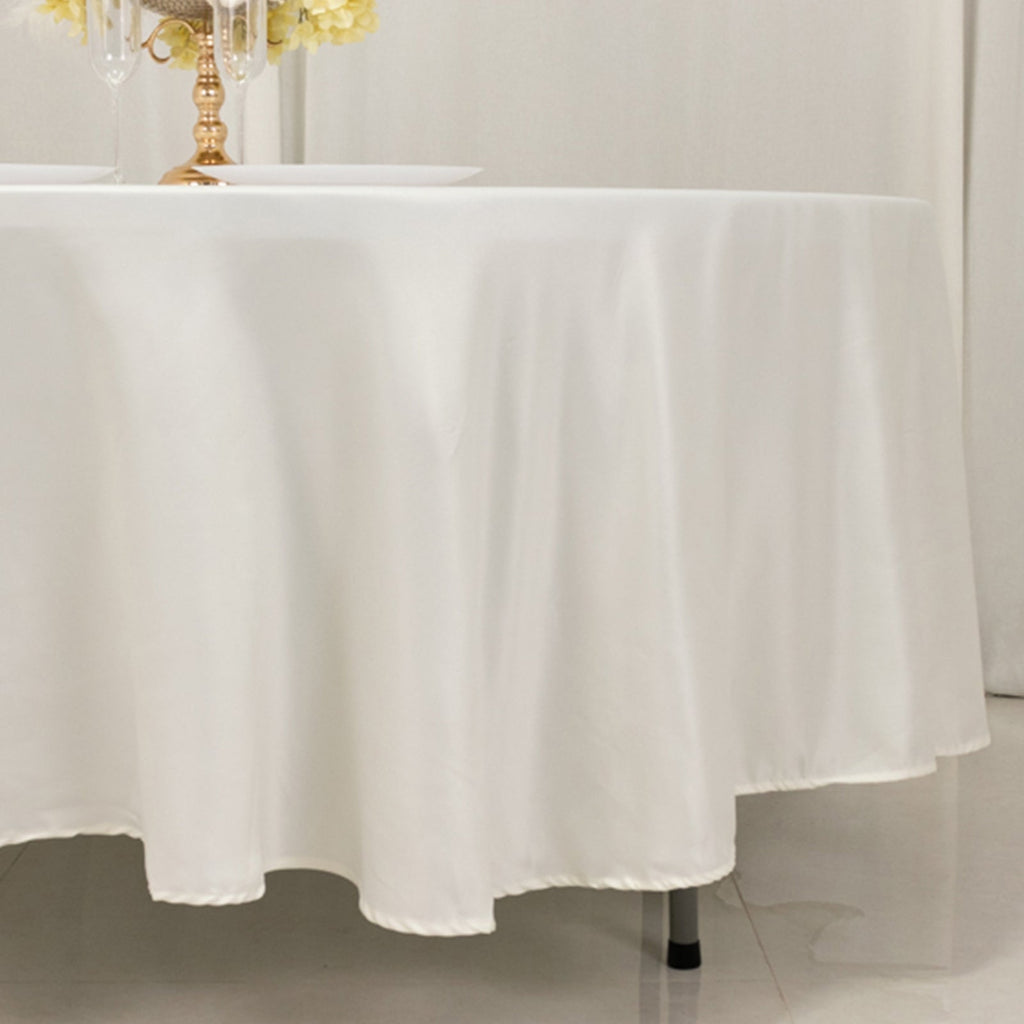 Lamour Satin 108" Round Tablecloth Ivory - Durable & Silk - Like Table Cover - Bell Racket Store