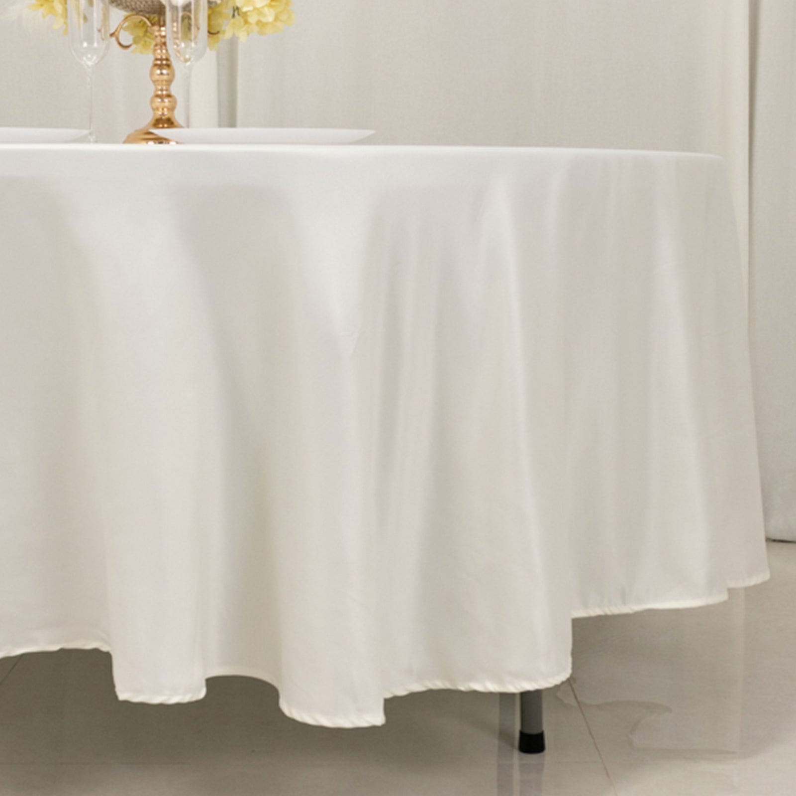 Lamour Satin 108" Round Tablecloth Ivory - Durable & Silk - Like Table Cover - Bell Racket Store