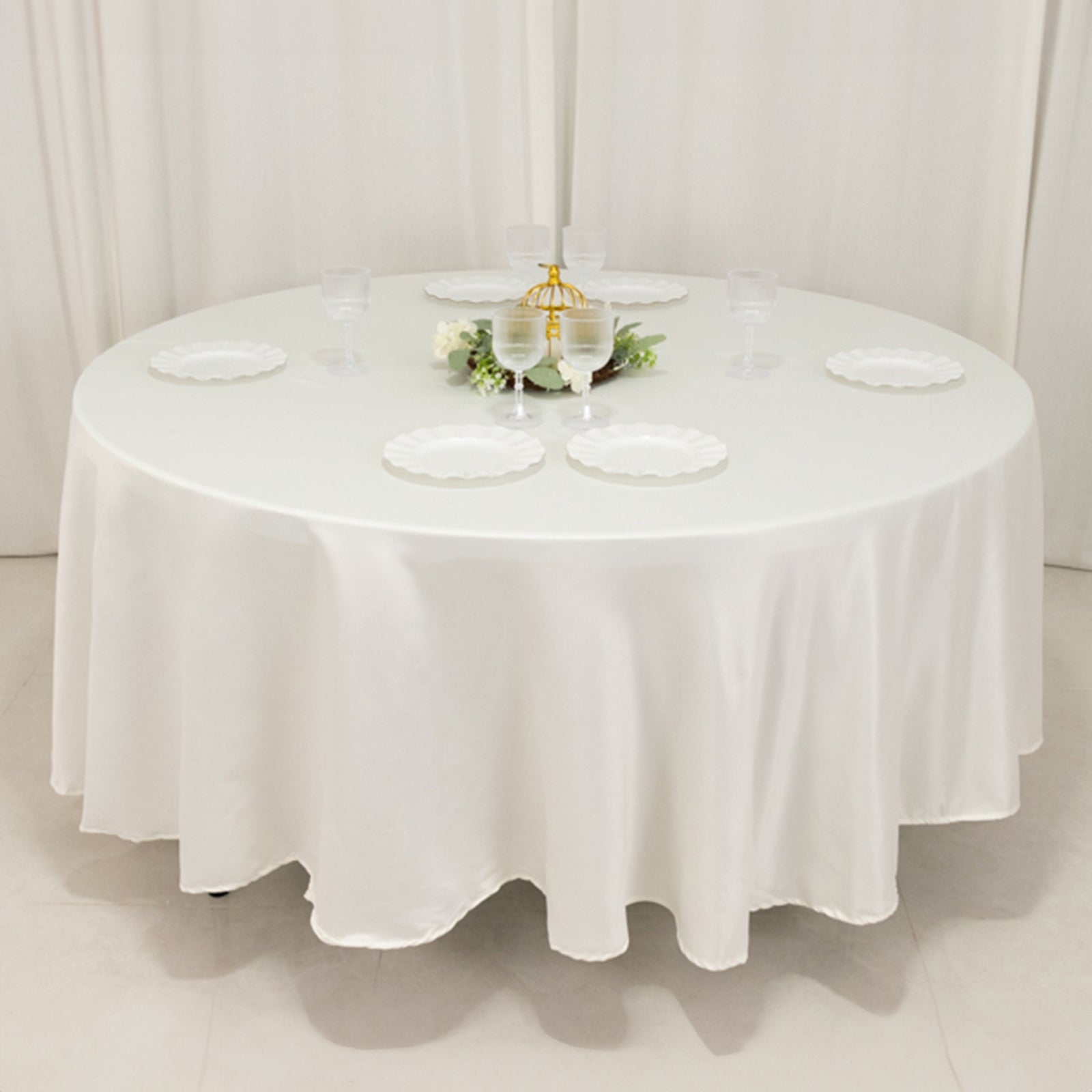 Lamour Satin 108" Round Tablecloth Ivory - Durable & Silk - Like Table Cover - Bell Racket Store