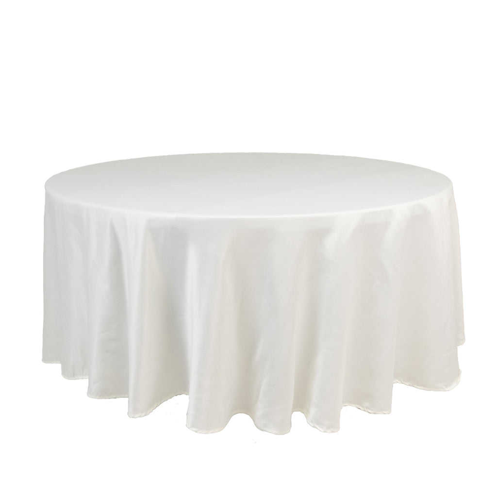 Lamour Satin 108" Round Tablecloth Ivory - Durable & Silk - Like Table Cover - Bell Racket Store