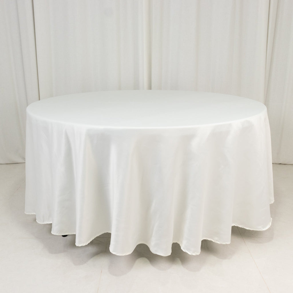 Lamour Satin 108" Round Tablecloth Ivory - Durable & Silk - Like Table Cover - Bell Racket Store