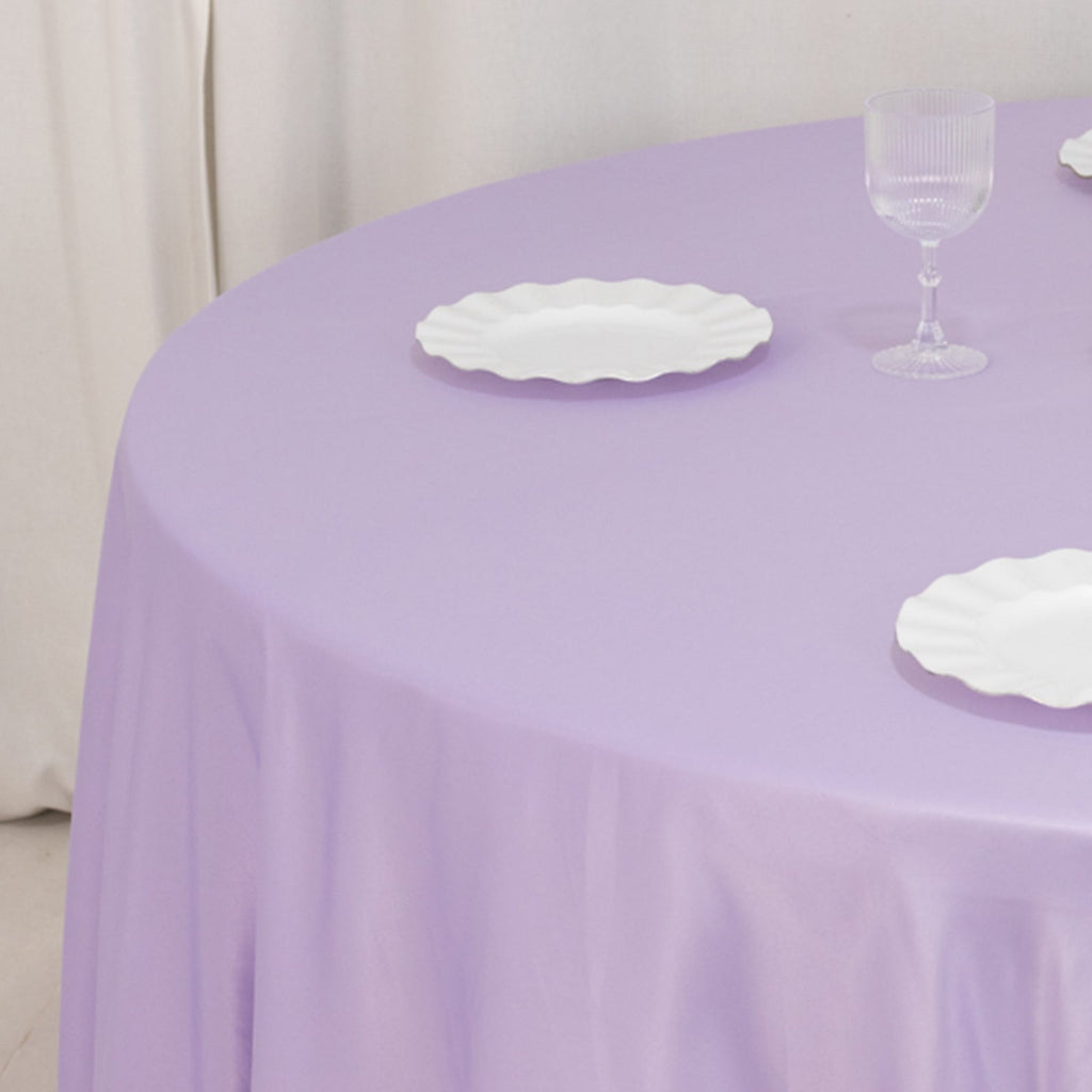 Lamour Satin 108" Round Tablecloth Lavender Lilac - Durable & Silk - Like Table Cover - Bell Racket Store