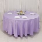 Lamour Satin 108" Round Tablecloth Lavender Lilac - Durable & Silk - Like Table Cover - Bell Racket Store