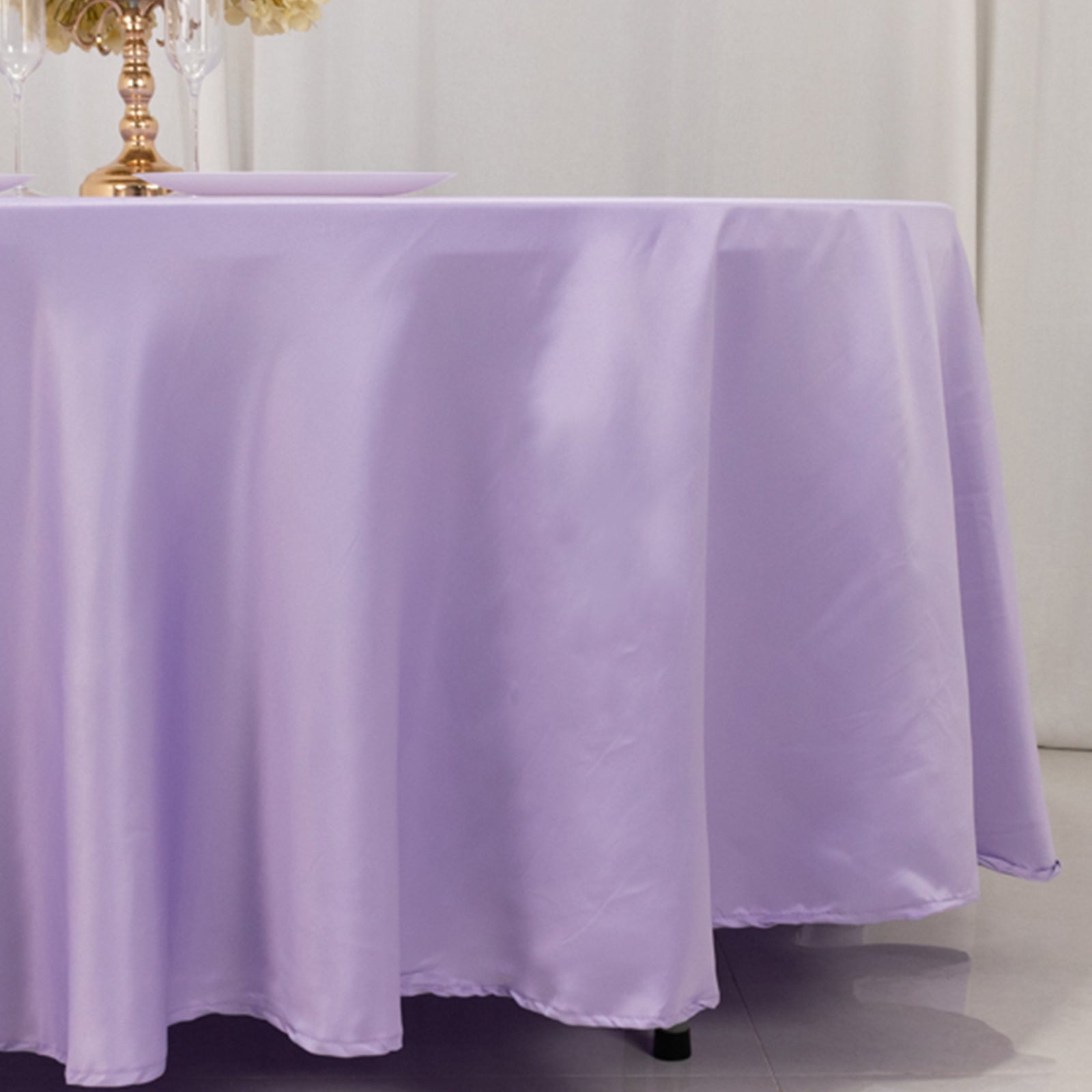 Lamour Satin 108" Round Tablecloth Lavender Lilac - Durable & Silk - Like Table Cover - Bell Racket Store
