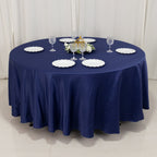 Lamour Satin 108" Round Tablecloth Navy Blue - Durable & Silk - Like Table Cover - Bell Racket Store