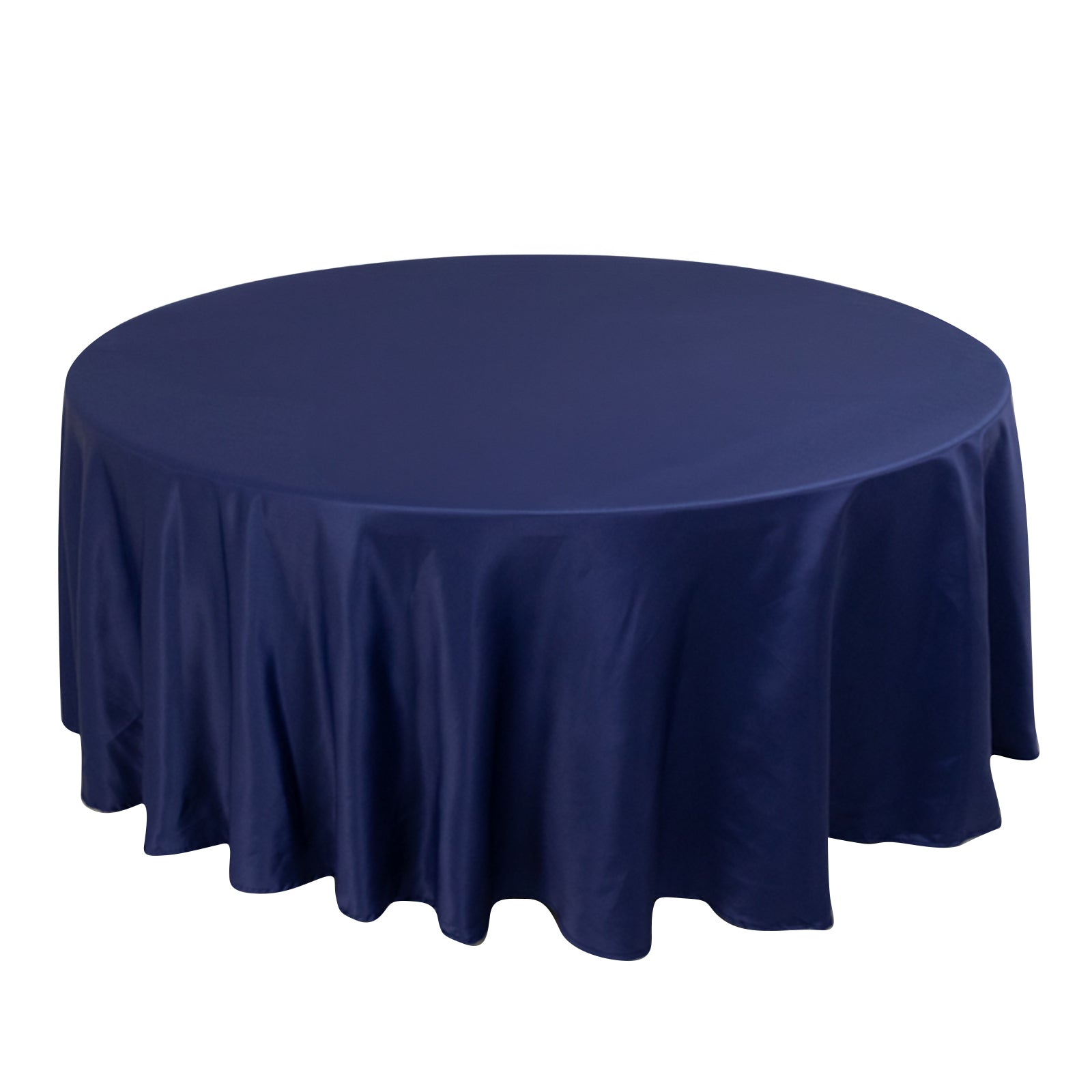 Lamour Satin 108" Round Tablecloth Navy Blue - Durable & Silk - Like Table Cover - Bell Racket Store
