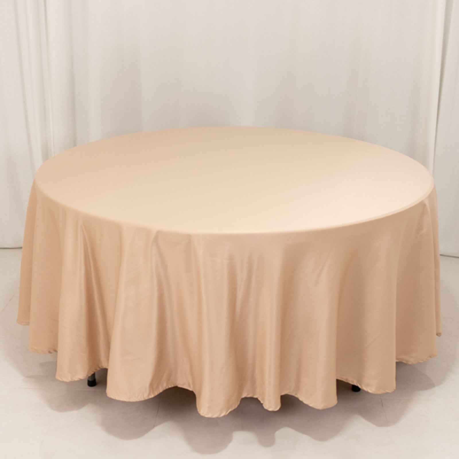Lamour Satin 108" Round Tablecloth Nude - Durable & Silk - Like Table Cover - Bell Racket Store