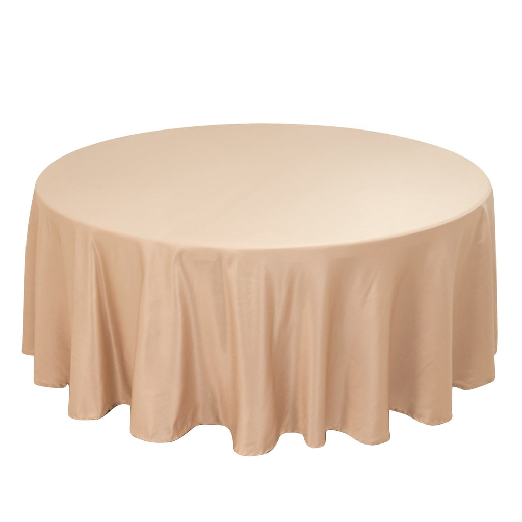Lamour Satin 108" Round Tablecloth Nude - Durable & Silk - Like Table Cover - Bell Racket Store