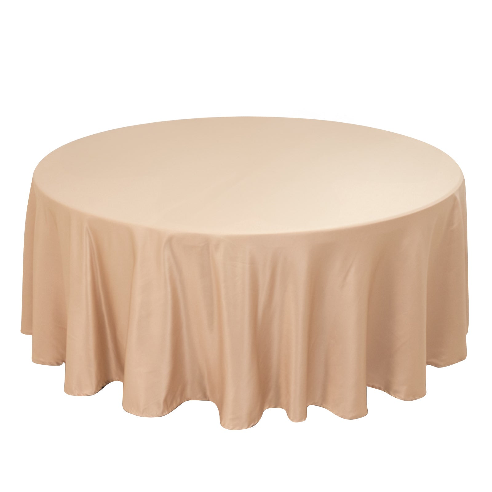 Lamour Satin 108" Round Tablecloth Nude - Durable & Silk - Like Table Cover - Bell Racket Store