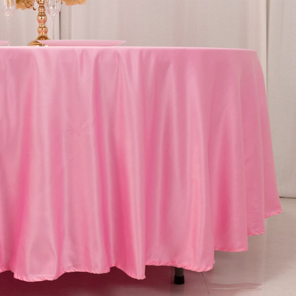 Lamour Satin 108" Round Tablecloth Pink - Durable & Silk - Like Table Cover - Bell Racket Store