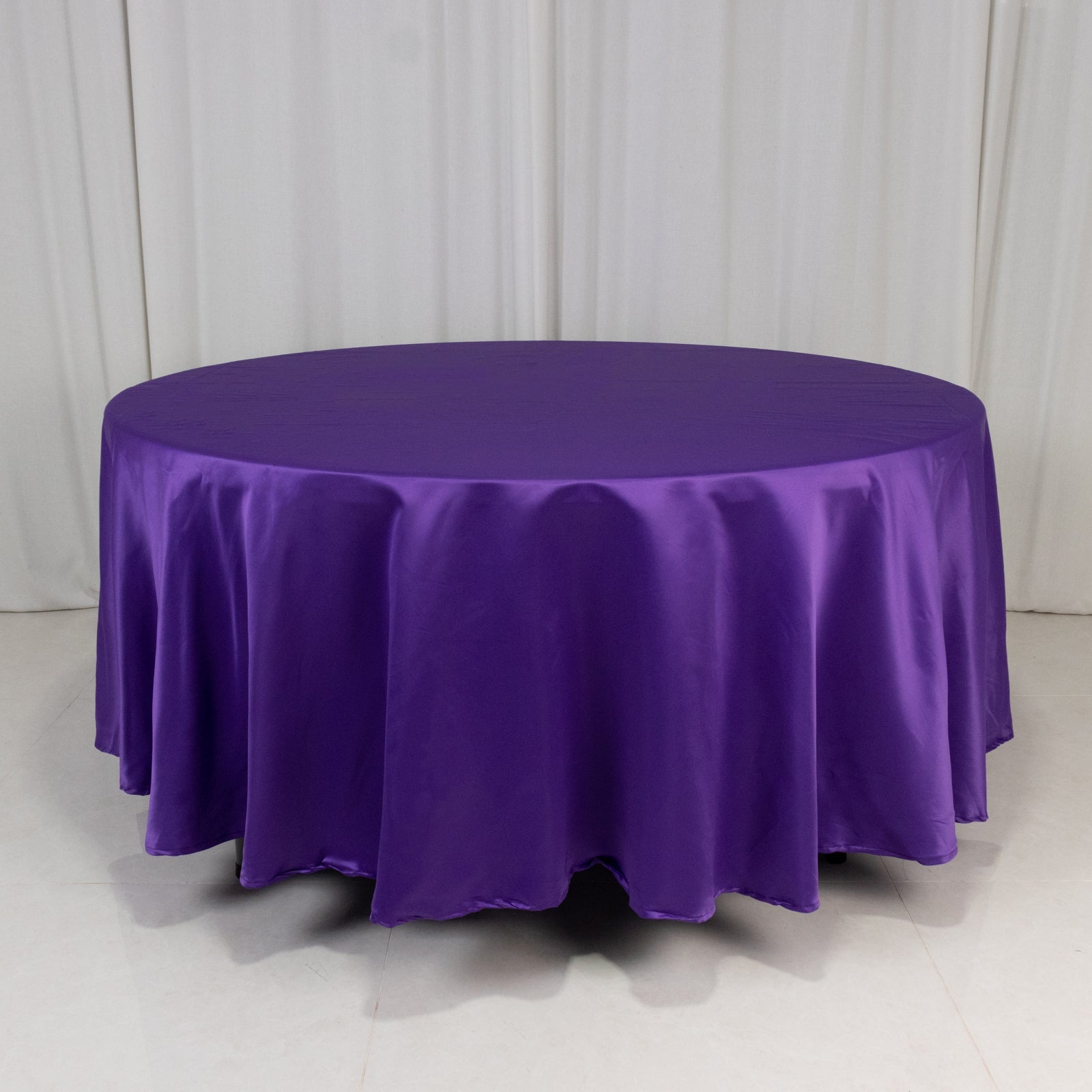 Lamour Satin 108" Round Tablecloth Purple - Durable & Silk - Like Table Cover - Bell Racket Store