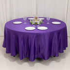 Lamour Satin 108" Round Tablecloth Purple - Durable & Silk - Like Table Cover - Bell Racket Store
