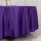 Lamour Satin 108" Round Tablecloth Purple - Durable & Silk - Like Table Cover - Bell Racket Store