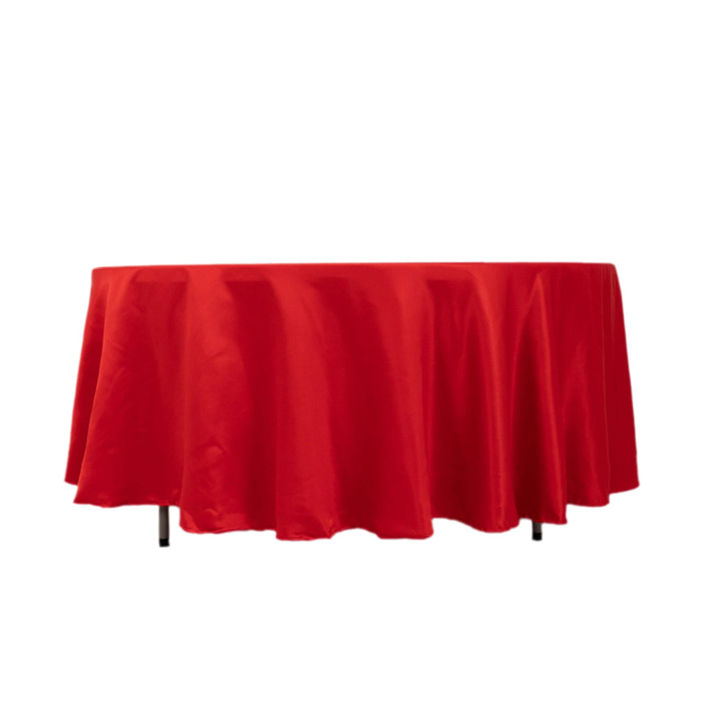 Lamour Satin 108" Round Tablecloth Red - Durable & Silk - Like Table Cover - Bell Racket Store