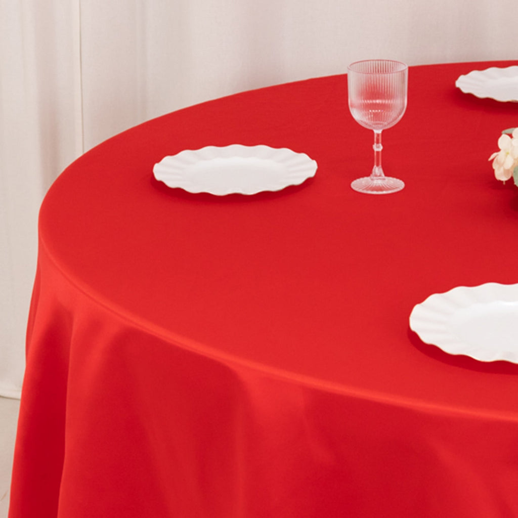 Lamour Satin 108" Round Tablecloth Red - Durable & Silk - Like Table Cover - Bell Racket Store