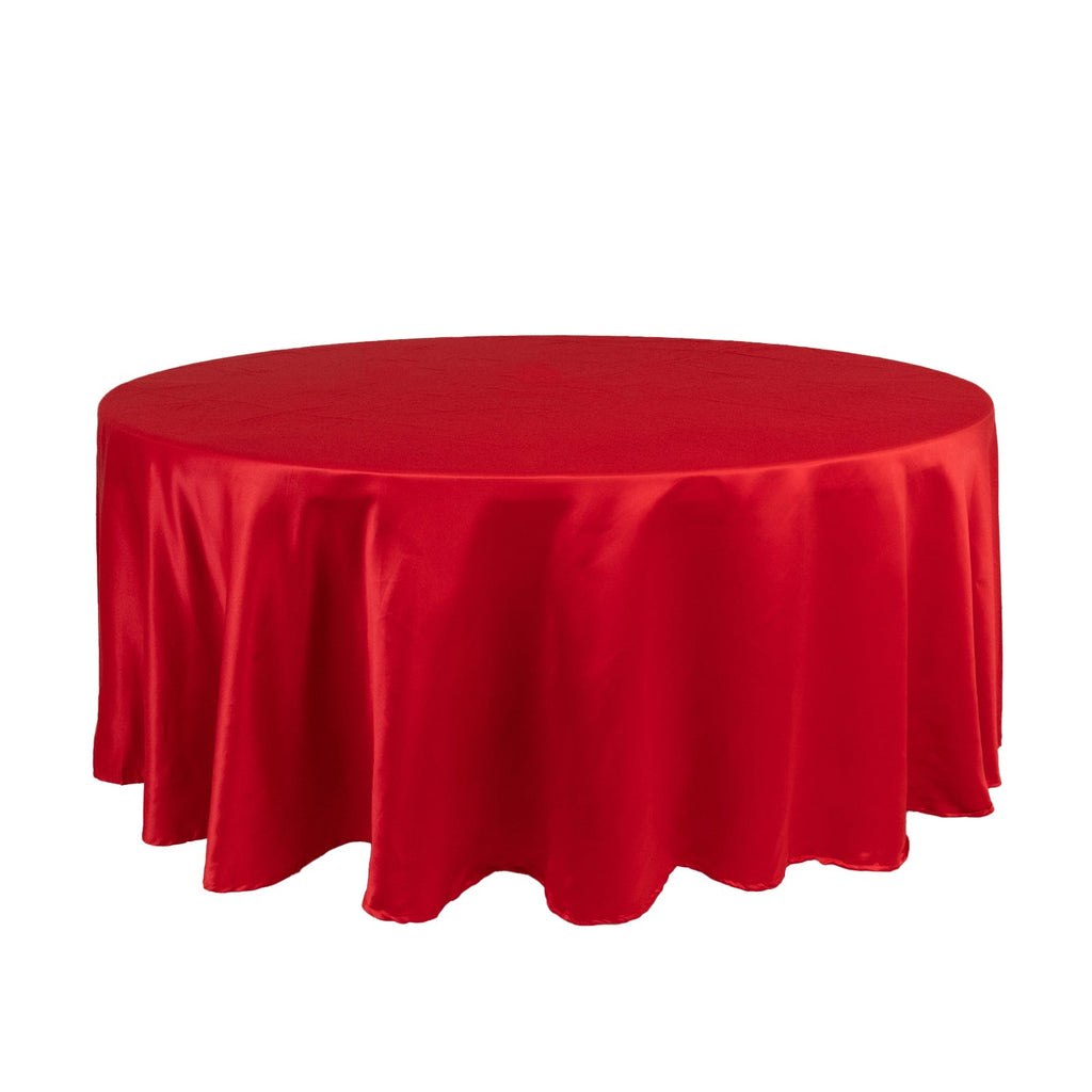 Lamour Satin 108" Round Tablecloth Red - Durable & Silk - Like Table Cover - Bell Racket Store