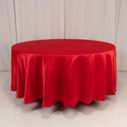 Lamour Satin 108" Round Tablecloth Red - Durable & Silk - Like Table Cover - Bell Racket Store