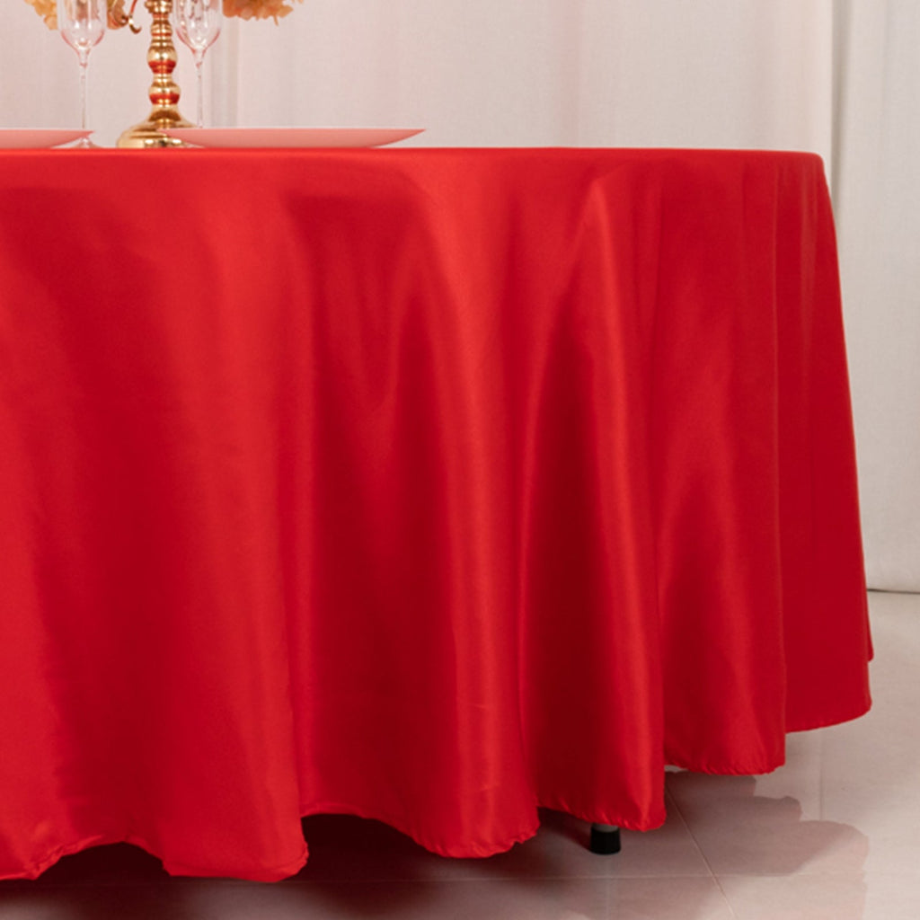 Lamour Satin 108" Round Tablecloth Red - Durable & Silk - Like Table Cover - Bell Racket Store