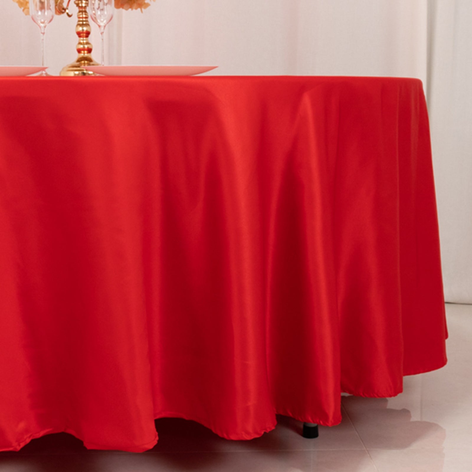 Lamour Satin 108" Round Tablecloth Red - Durable & Silk - Like Table Cover - Bell Racket Store
