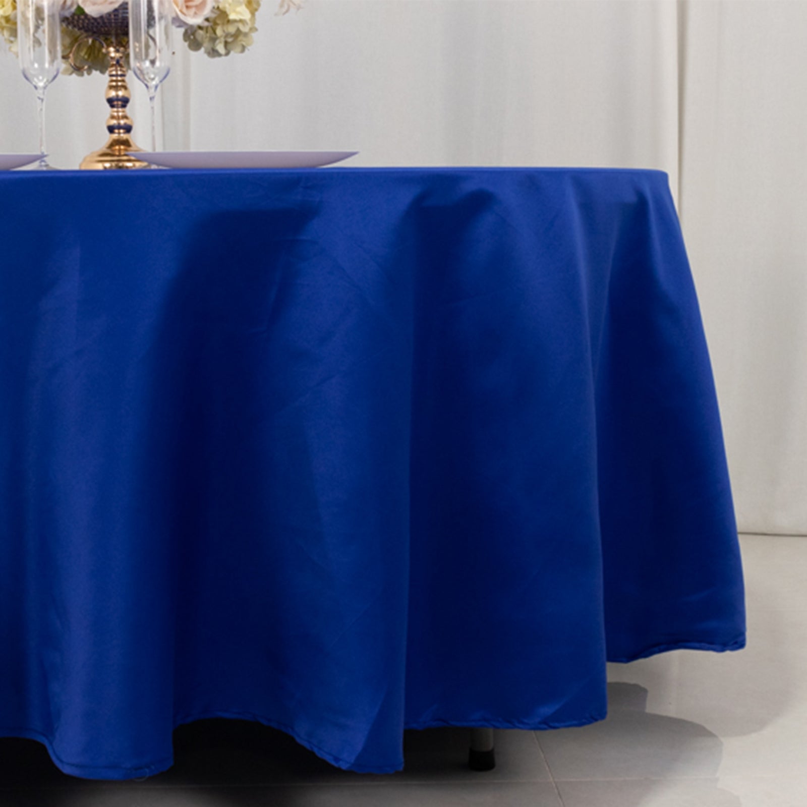 Lamour Satin 108" Round Tablecloth Royal Blue - Durable & Silk - Like Table Cover - Bell Racket Store