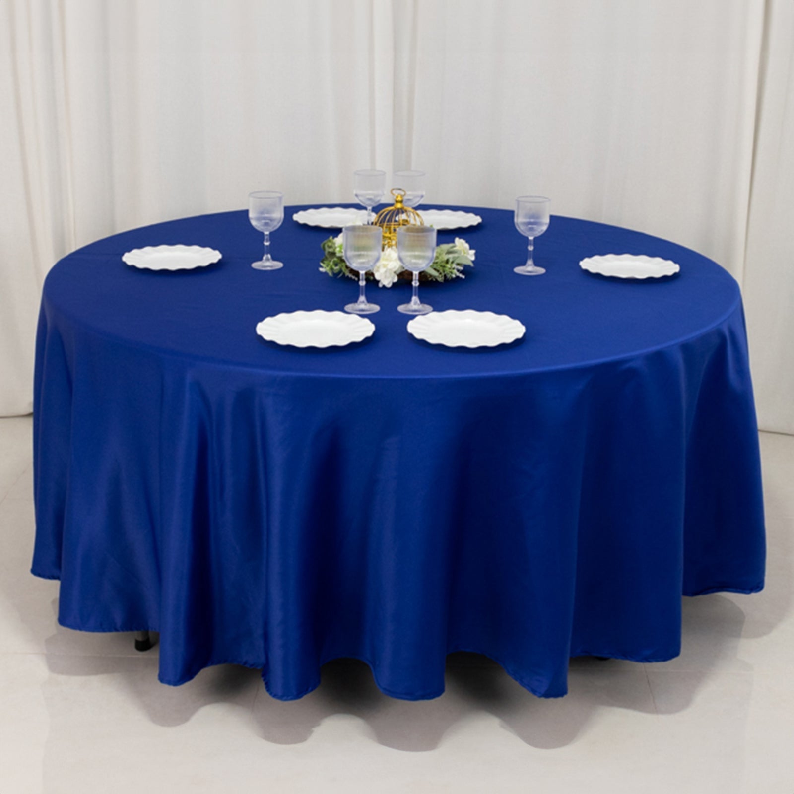 Lamour Satin 108" Round Tablecloth Royal Blue - Durable & Silk - Like Table Cover - Bell Racket Store