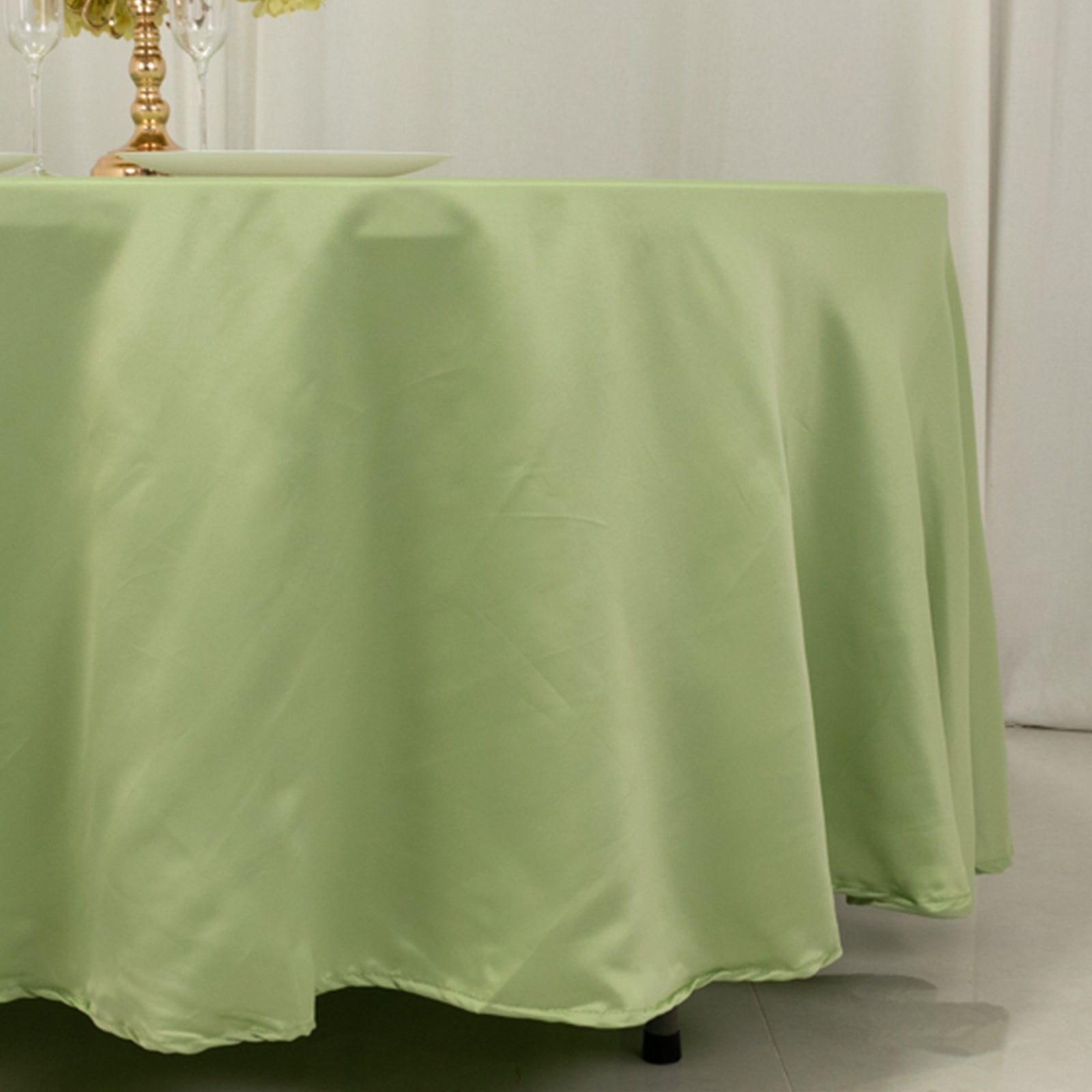 Lamour Satin 108" Round Tablecloth Sage Green - Durable & Silk - Like Table Cover - Bell Racket Store