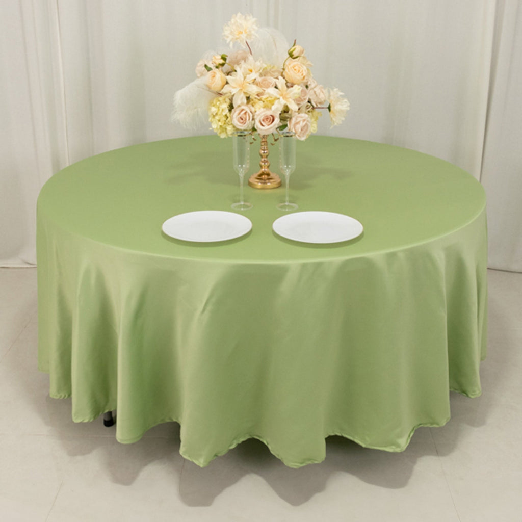 Lamour Satin 108" Round Tablecloth Sage Green - Durable & Silk - Like Table Cover - Bell Racket Store