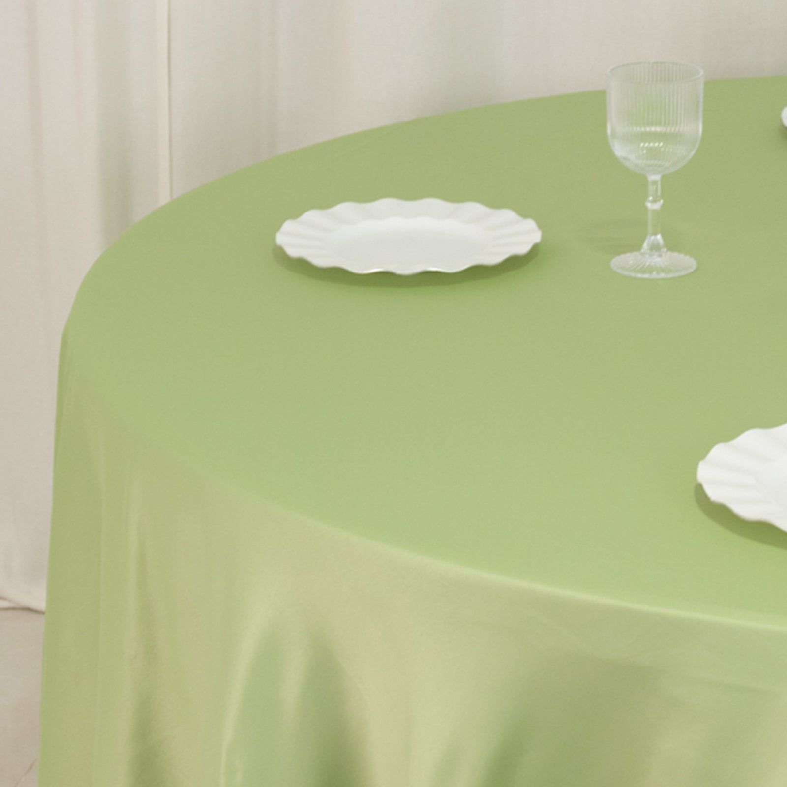 Lamour Satin 108" Round Tablecloth Sage Green - Durable & Silk - Like Table Cover - Bell Racket Store