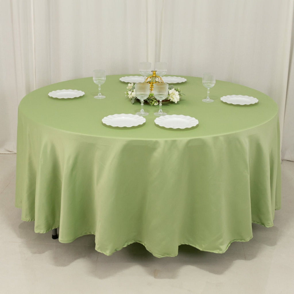 Lamour Satin 108" Round Tablecloth Sage Green - Durable & Silk - Like Table Cover - Bell Racket Store