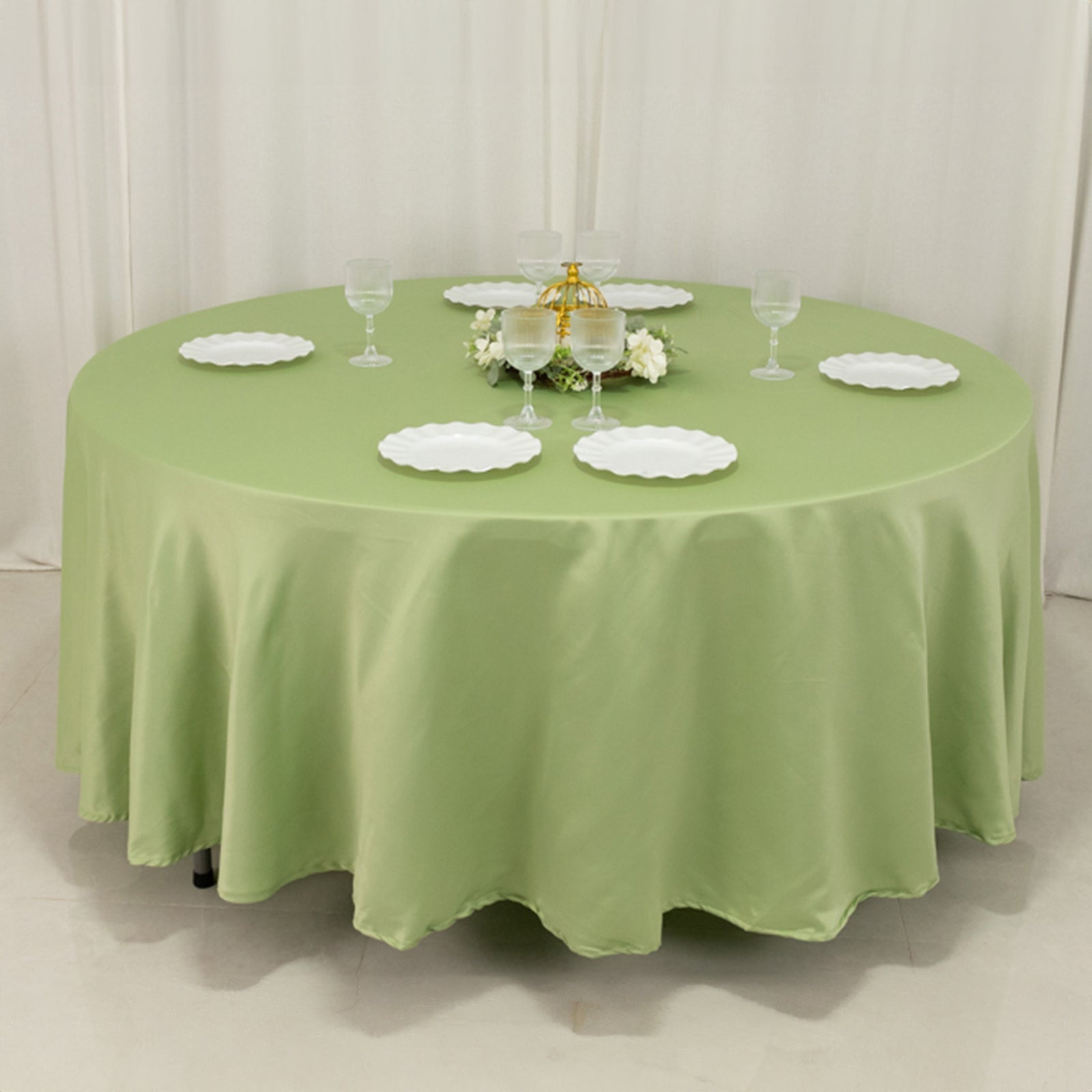 Lamour Satin 108" Round Tablecloth Sage Green - Durable & Silk - Like Table Cover - Bell Racket Store