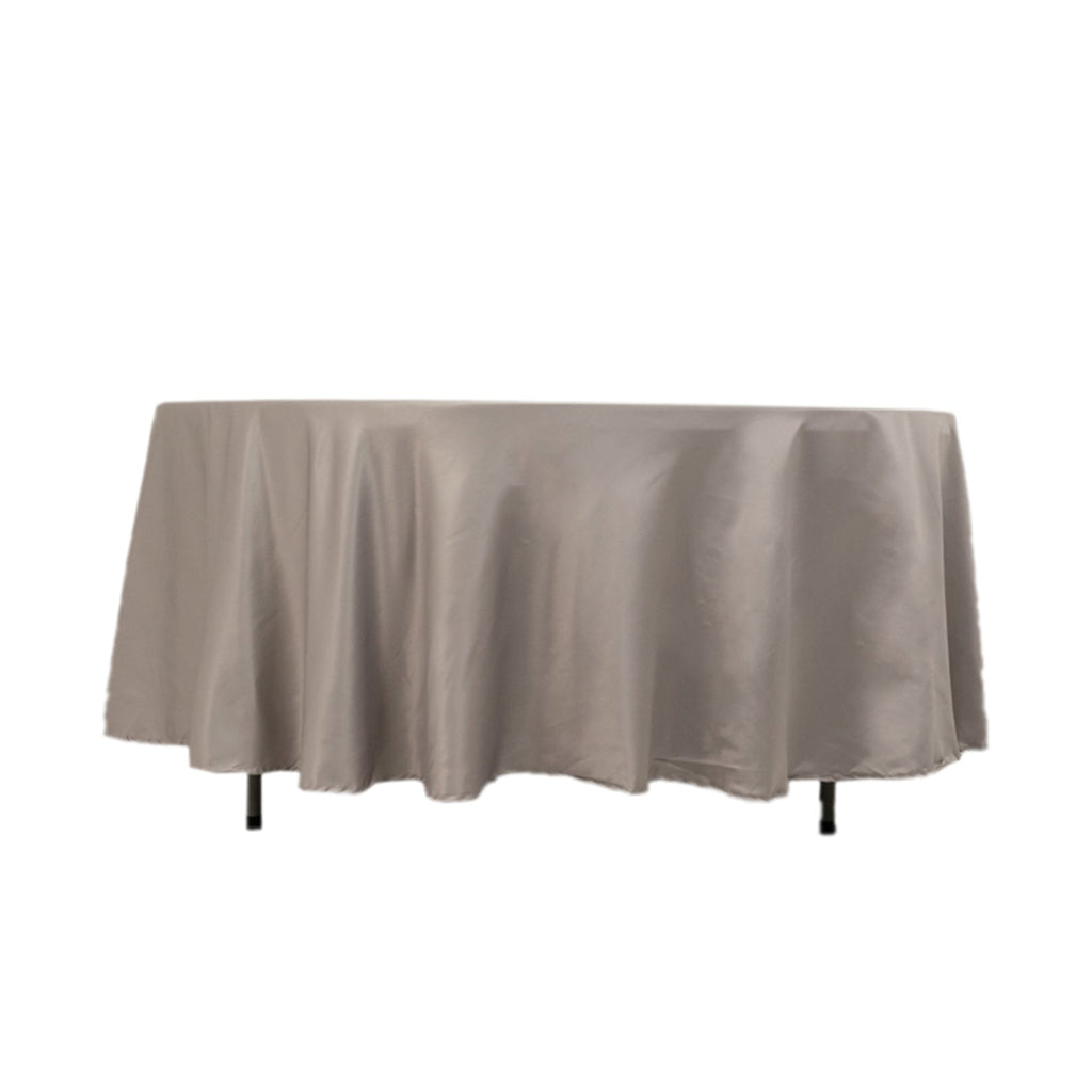 Lamour Satin 108" Round Tablecloth Silver - Durable & Silk - Like Table Cover - Bell Racket Store